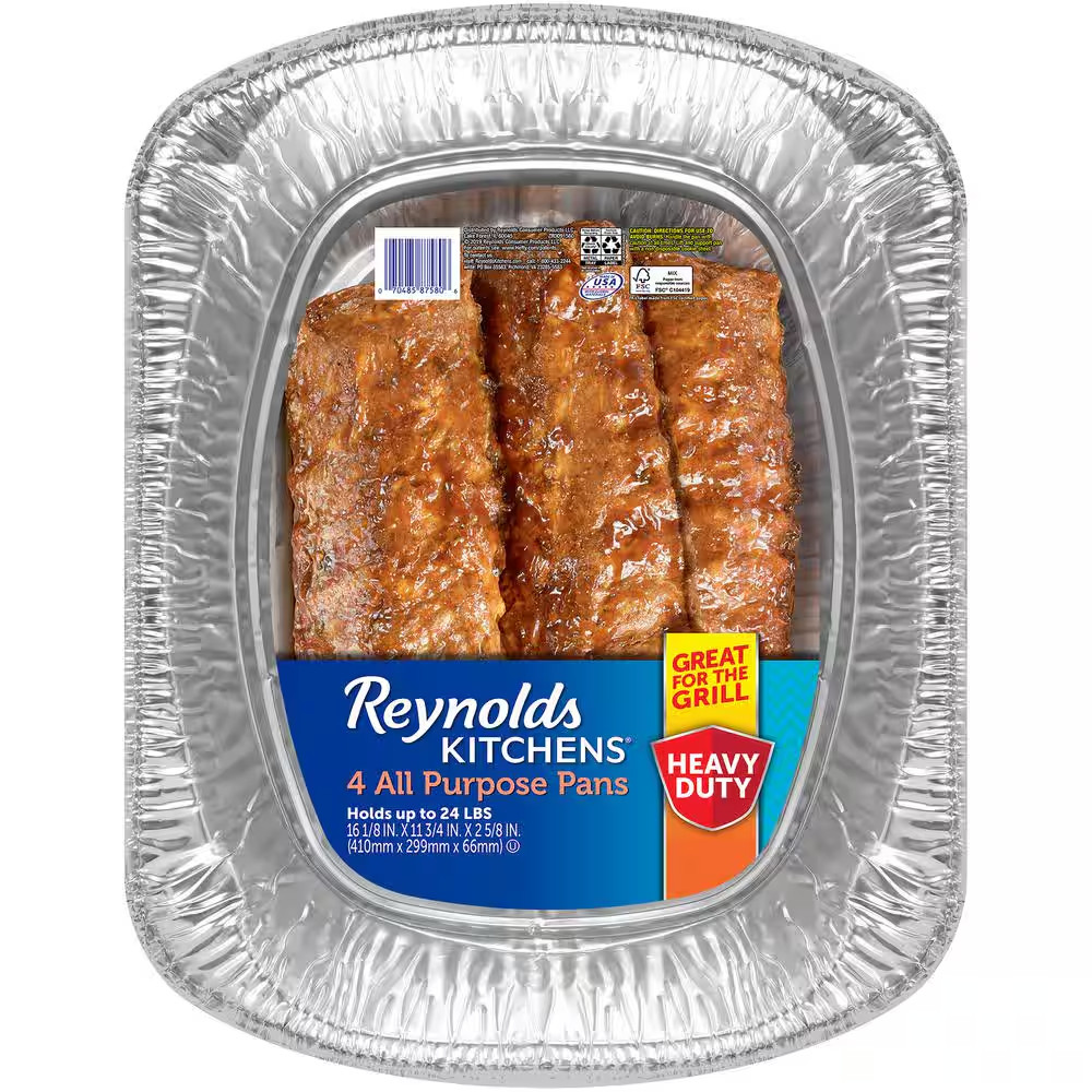 24 Lbs. Aluminum All Purpose Disposable Pan (4-Pack) gallery