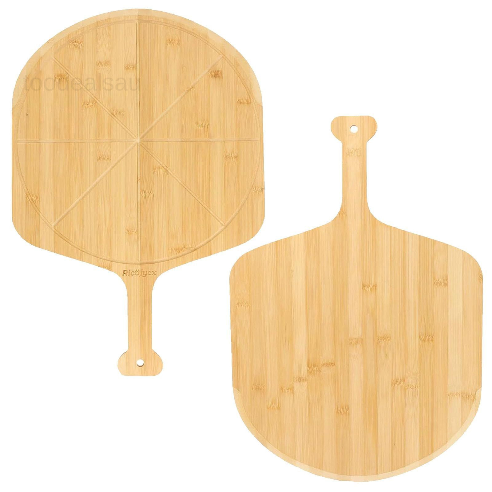 12 inch Pizza Peel with 8 Slice Grooves, Bamboo 18"L x 12"W, Natural gallery
