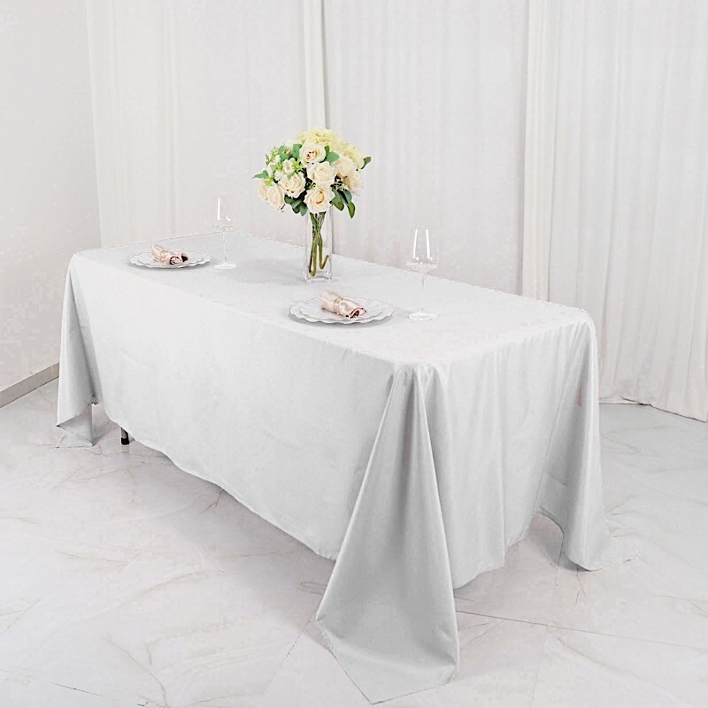 WHITE 72x120 RECTANGLE POLYESTER TABLECLOTH Wedding Party Catering Linens Dinner gallery