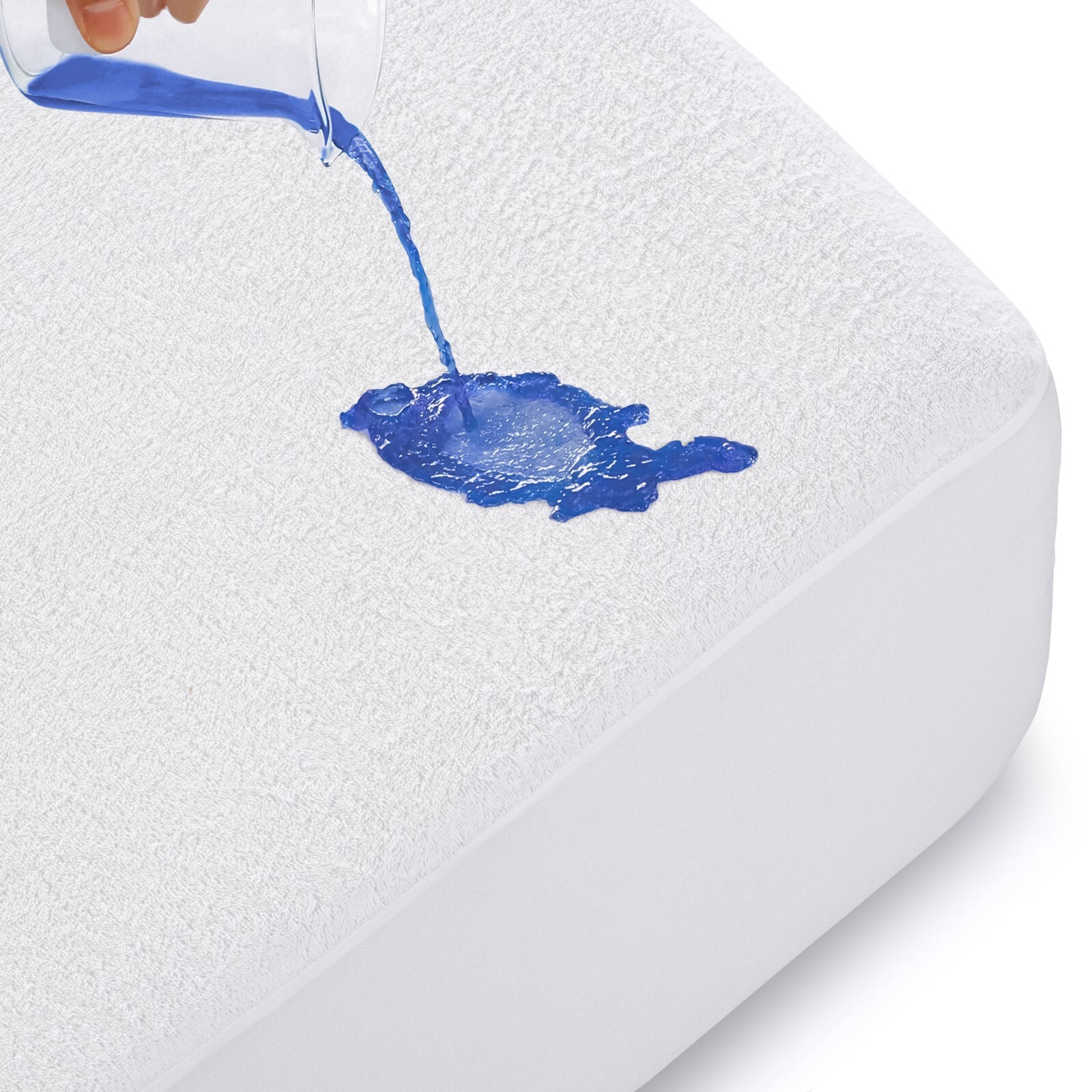 Terry Waterproof Mattress Protector Deep Fitted Breathable Poly Cotton Bed Cover gallery
