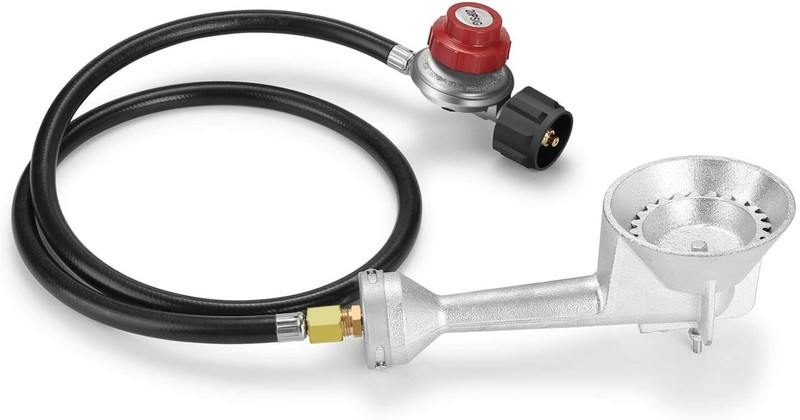 Propane Cast-Iron Round Burner & 4FT 20PSI High Pressure Regulator Hose& Fitting gallery