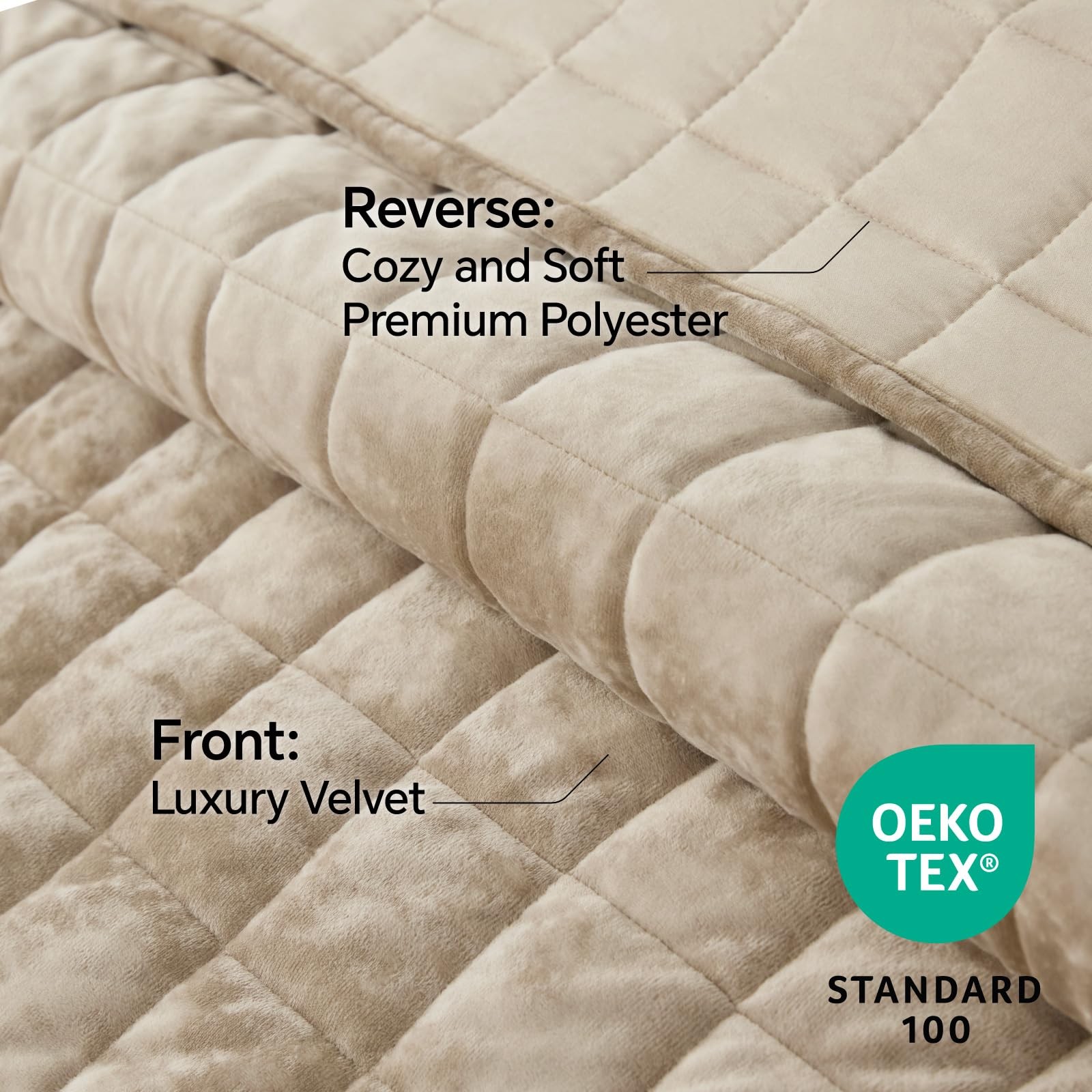 Velvet Quilt Set King Size Lightweight Taupe Comforter 2 Shams BEDELITE Luxury gallery
