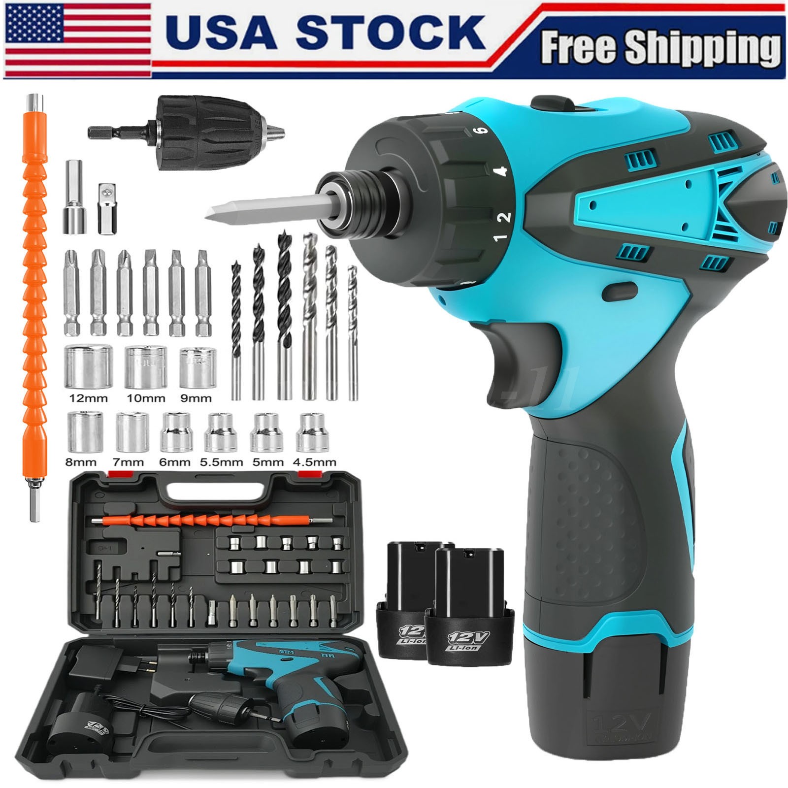 Cordless Brushless Impact Driver Hammer Drill Combo Kit with 2 Battery&Charger gallery