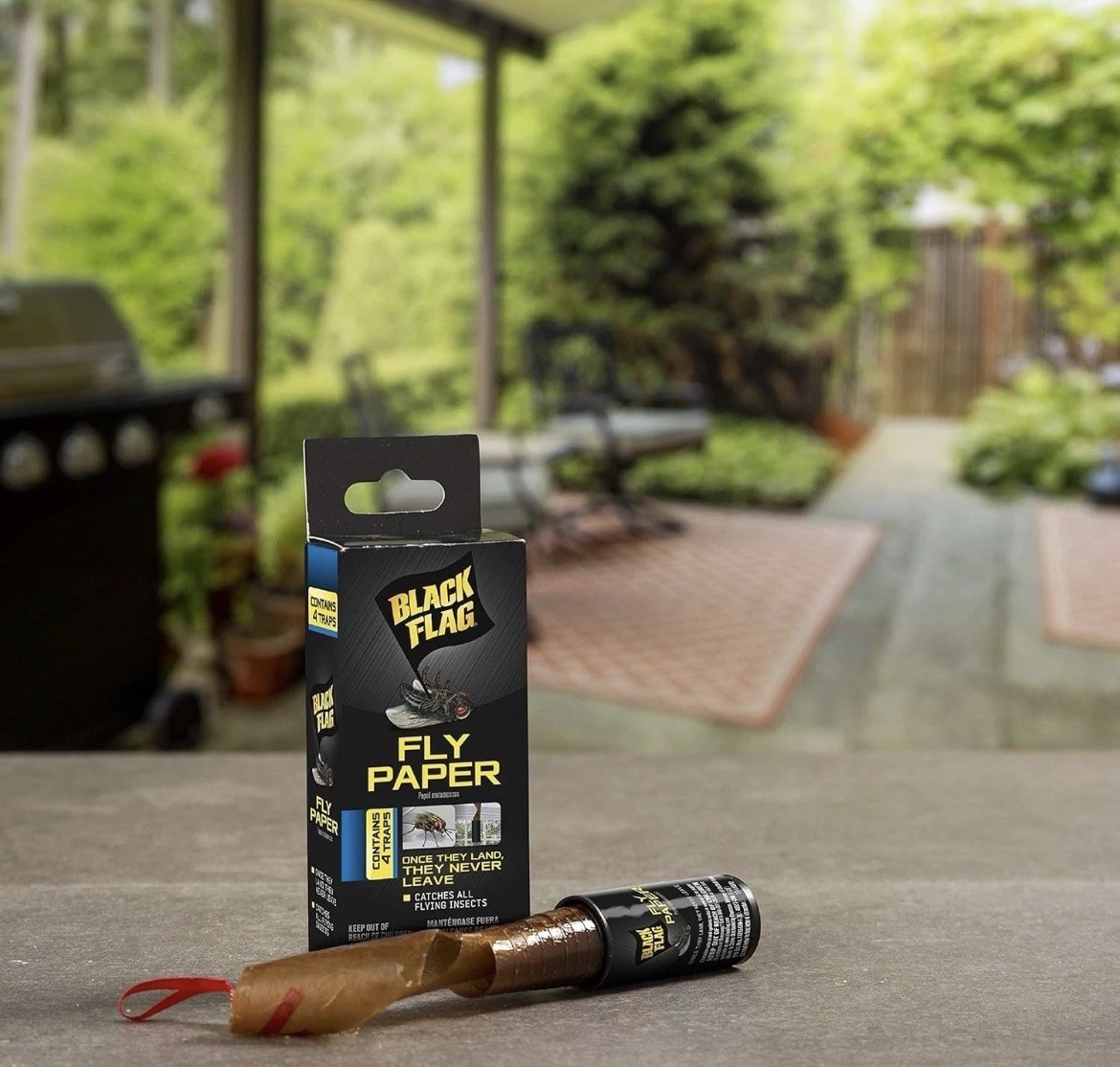 Black Flag Fly Paper Insect Trap, Catches All Flying Insects - 4 Traps Per Box gallery