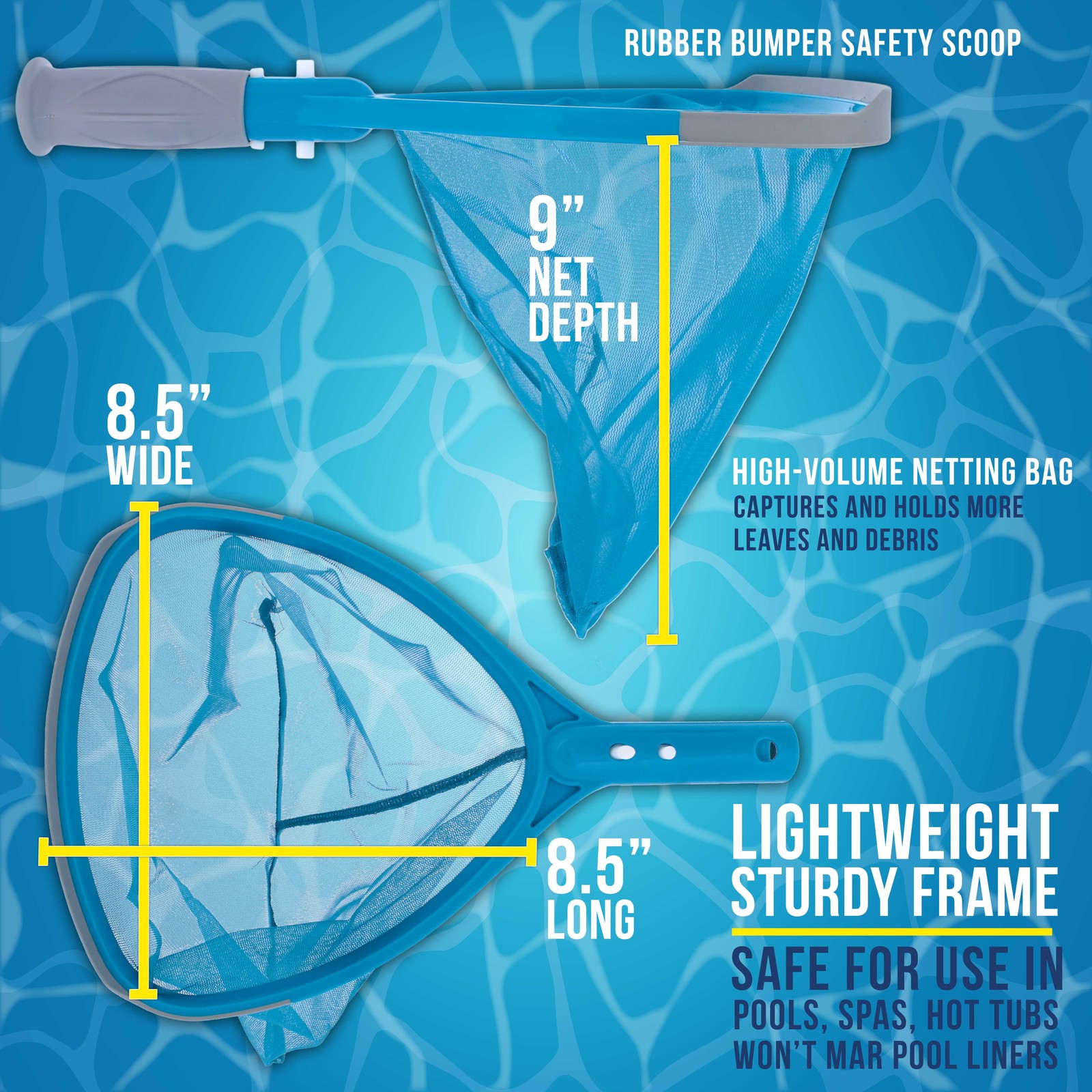U.S. Pool Supply Spa, Hot Tub, Pool Hand Leaf Skimmer Net, 9" Deep Fine Mesh Net gallery