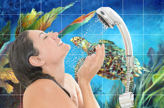 ceramic tile mural backsplash. medallion pool. Pond with koi fish, lily flowers gallery