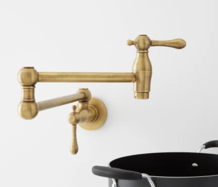 Signature Hardware 488311 Traditional Kitchen Sink Pot Filler Faucet Aged Brass gallery