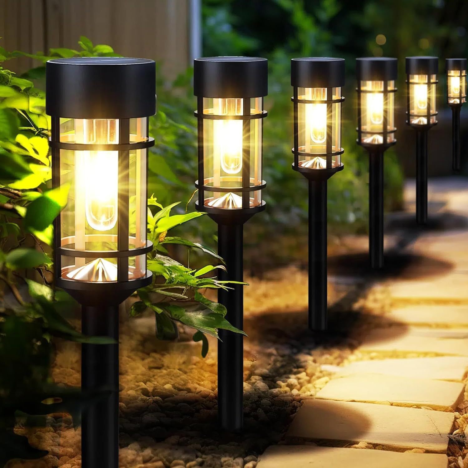 6 Pack Solar Pathway Lights Outdoor Garden Yard Walkway LED Stake Landscape Lamp gallery