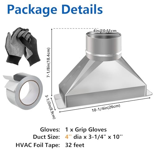 4'' Dia. Round to Rectangular Duct Transition Adapter, 3 3.25" x 10" to 4" Dia. gallery