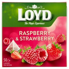 LOYD RASPBERRY & STRAWBERRY Flavor Fruit Tea 50 Pyramid Teabags Box 100g 3.5oz