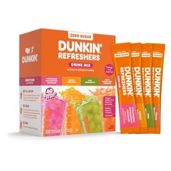Dunkin’ Zero Sugar Refreshers Singles To Go! Powdered 0.09 Ounce (Pack of 40)