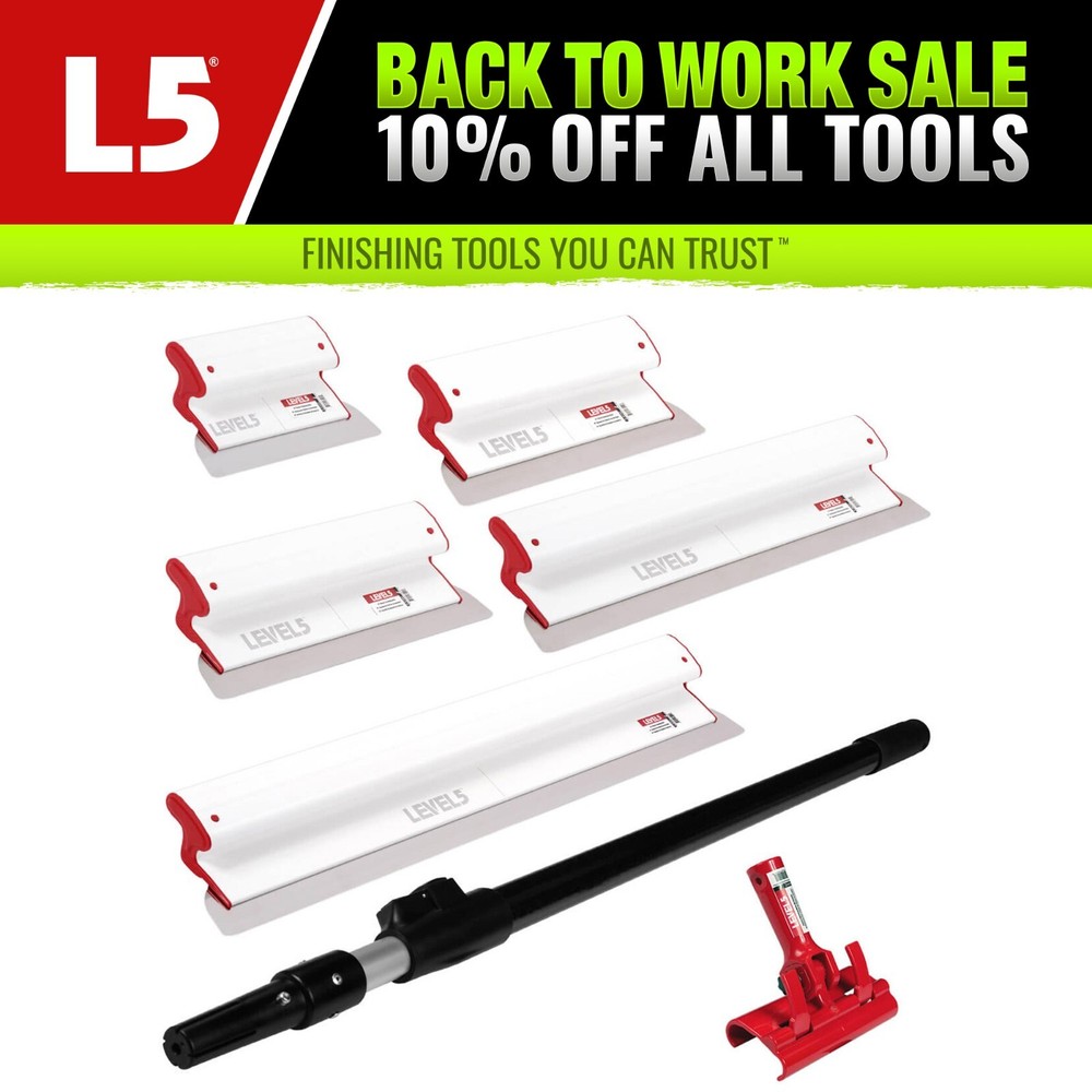 LEVEL5 Drywall Composite Skimming Blades w/ Adapter + Handle | 7pc Set | 5-446C