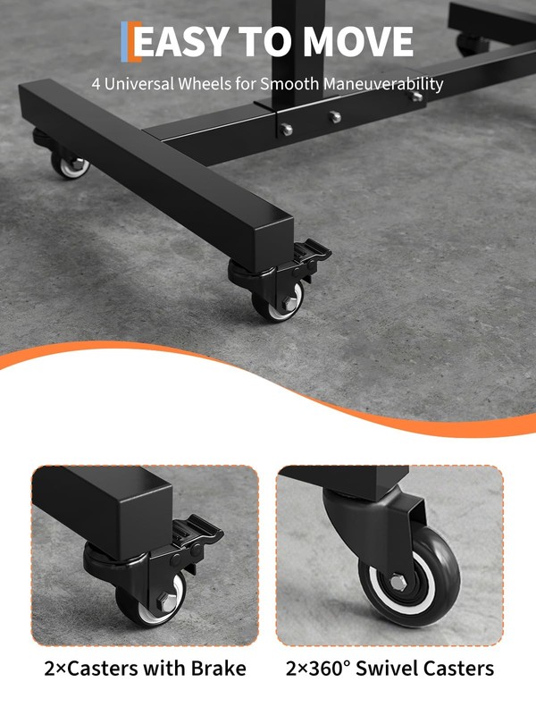 Rolling Tool Tray on Wheels, 220LBS Capacity Steel Mobile Work Table, Adjustable gallery