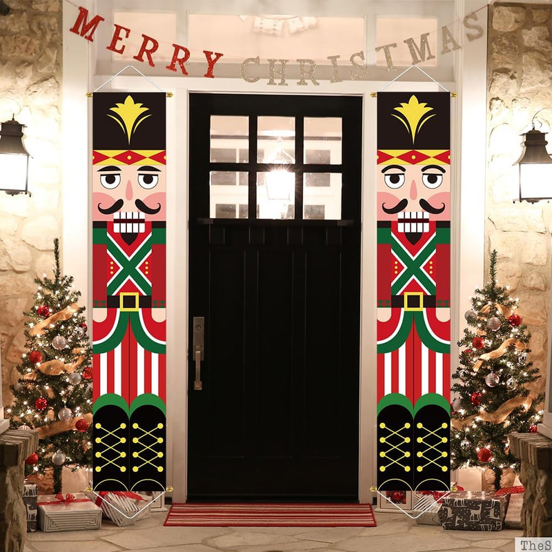Nutcracker Soldier Christmas Decorations, 2Pc 71X13In Outdoor Yard Banner, Fade gallery