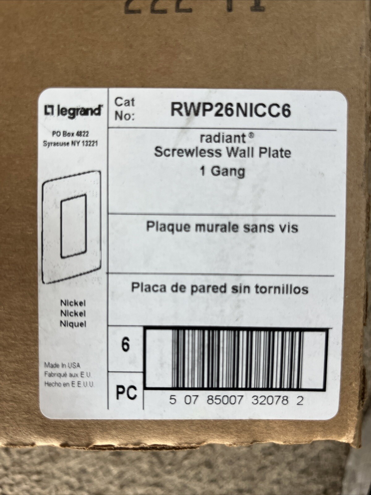 Legrand radiant 1 Gang 1-Decorator Rocker Screwless Wall Plate, Nickel gallery