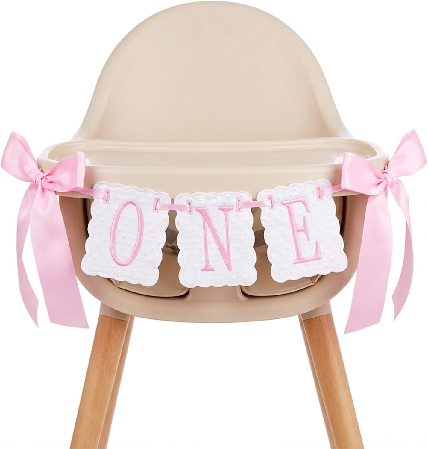 Pink Bow One High Chair Banner First Birthday Girl, Pink Bow 1St Party Decoratio gallery