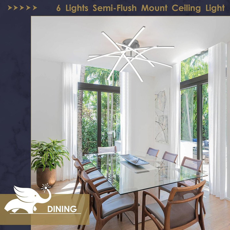 Semi Flush Mount Ceiling Light, 32.8” Dimmable LED Chandelier Modern Ceiling Lig gallery