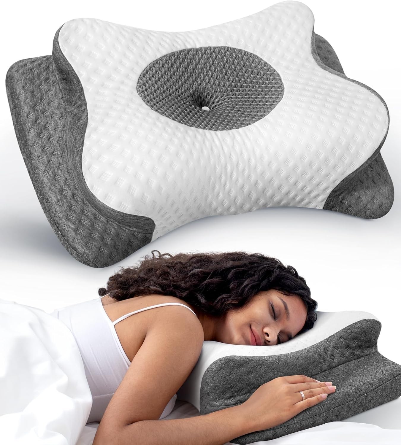 No More Aches Adjustable Cervical Neck Pillow - Ergonomic Pain Relief & Support gallery