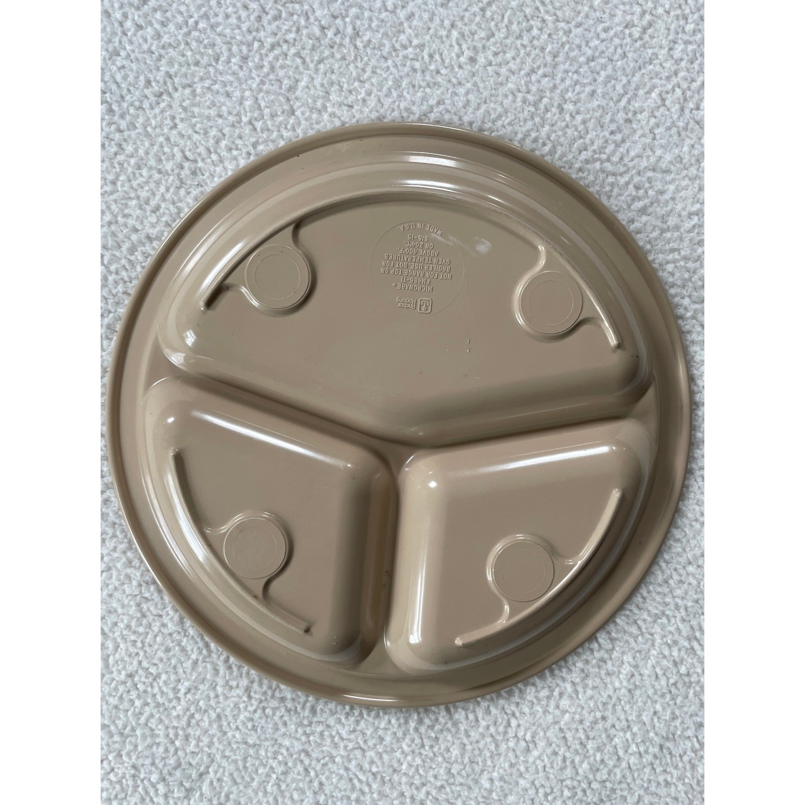 Anchor Hocking 10" Divided Plate Tan Vintage Microwave Tray PM486-TI - No Lid gallery