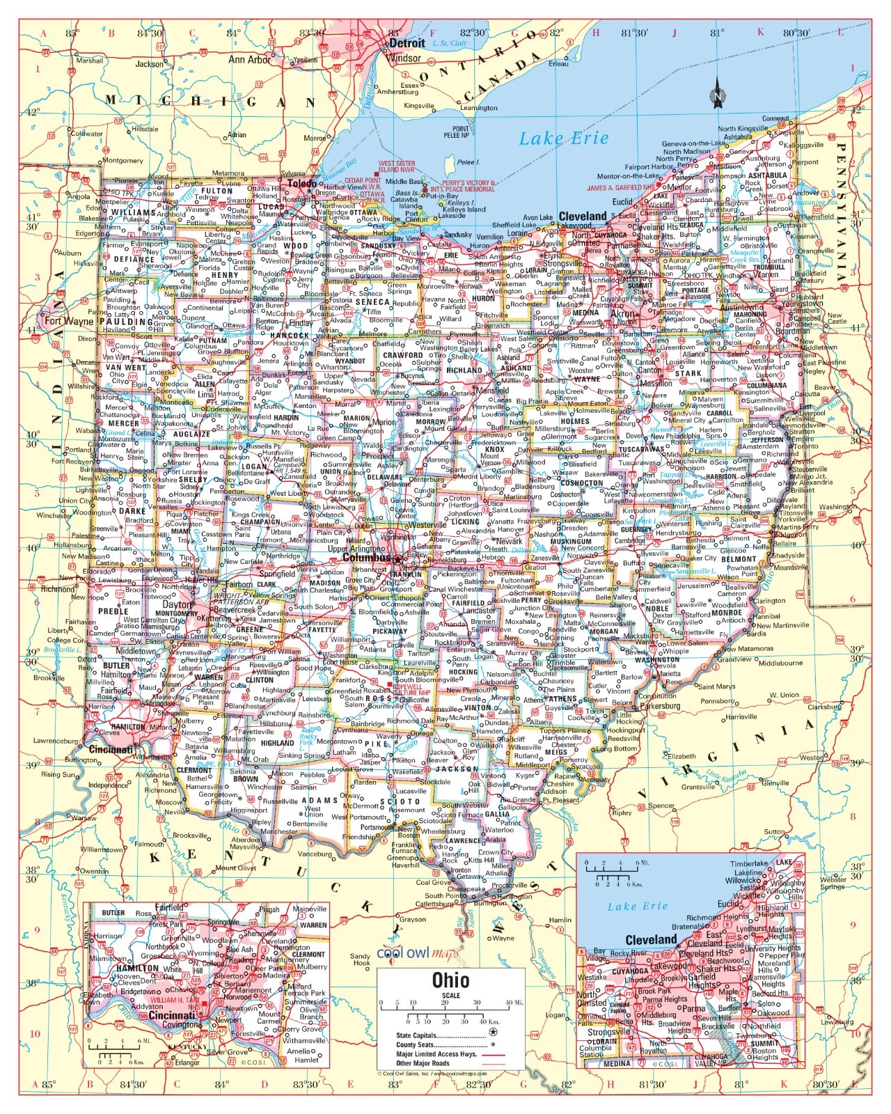 Ohio State Wall Map Large Print Poster - 24"Wx30"H gallery