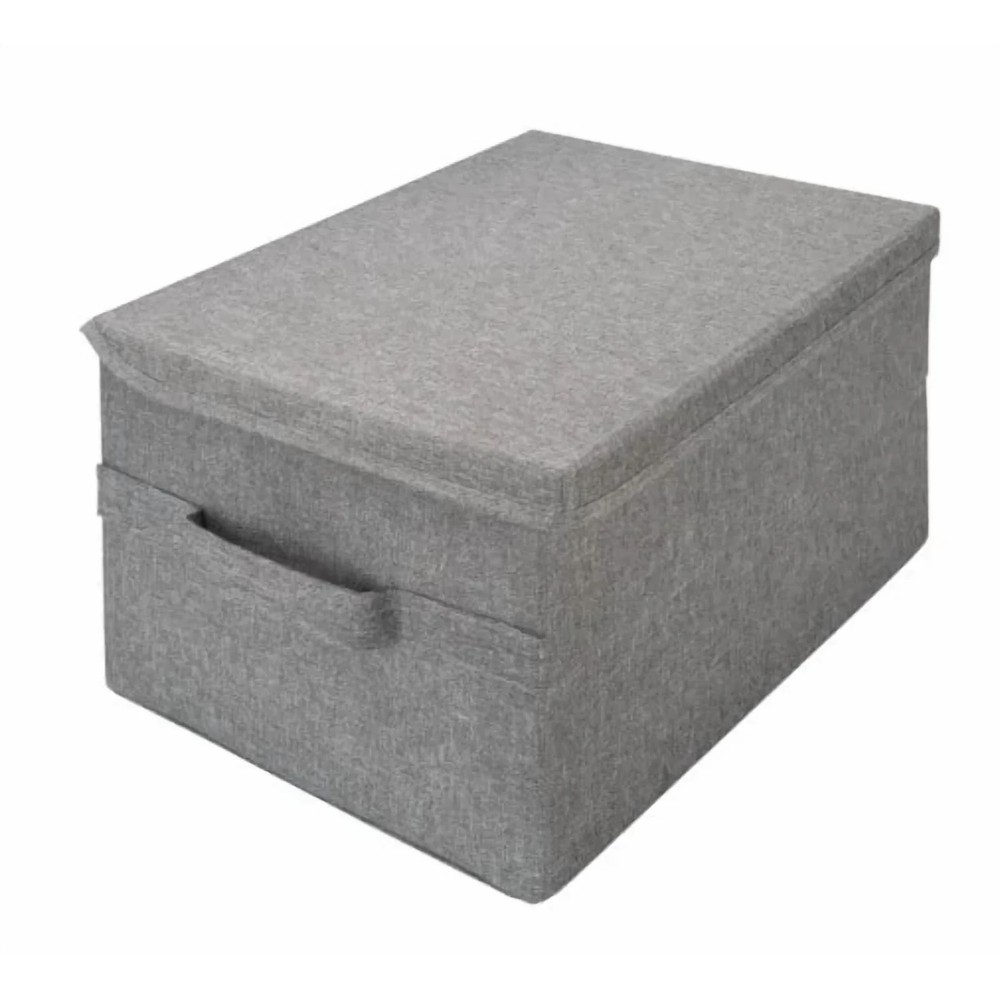 Allspace Collapsible Stackable Fabric Storage Organizer Lids 3Pk Handles Gray