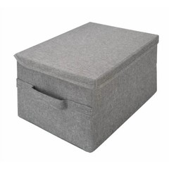 Allspace Collapsible Stackable Fabric Storage Organizer Lids 3Pk Handles Gray