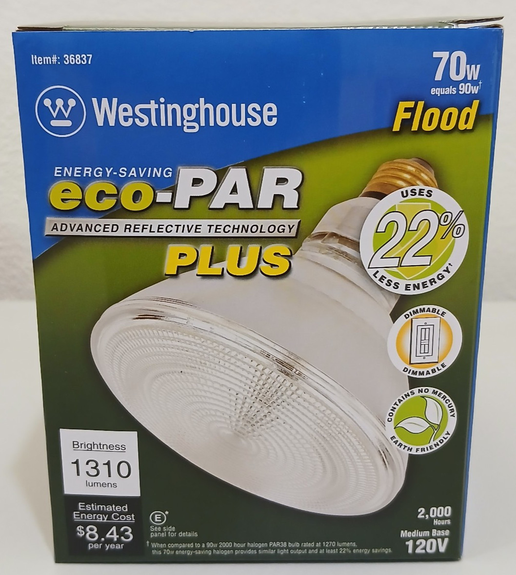 WESTINGHOUSE 70W ECO-PAR PLUS PAR38 FLOOD MEDIUM BASE 2950K 36837 gallery