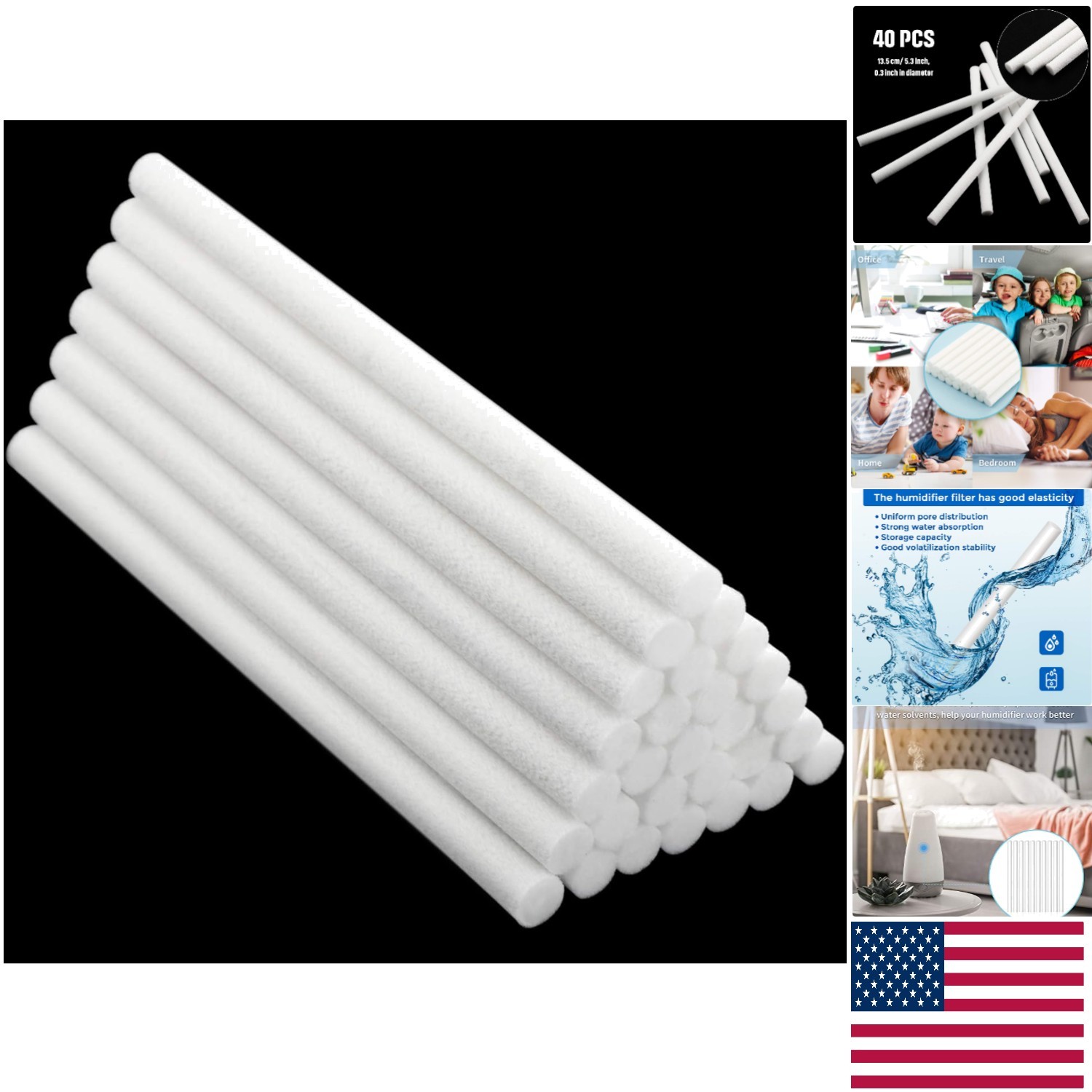 Travel-Friendly 40 Pack Humidifier Filter Cotton Wicks for USB Mini Units gallery