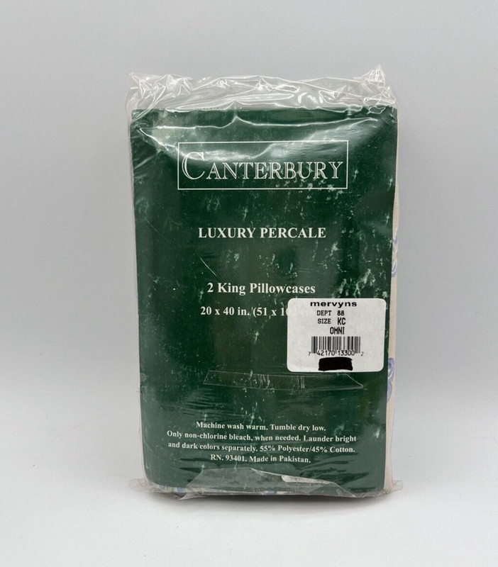 Canterbury Luxury Percale King Flat Sheet with 2 King Pillowcases NEW in Package gallery