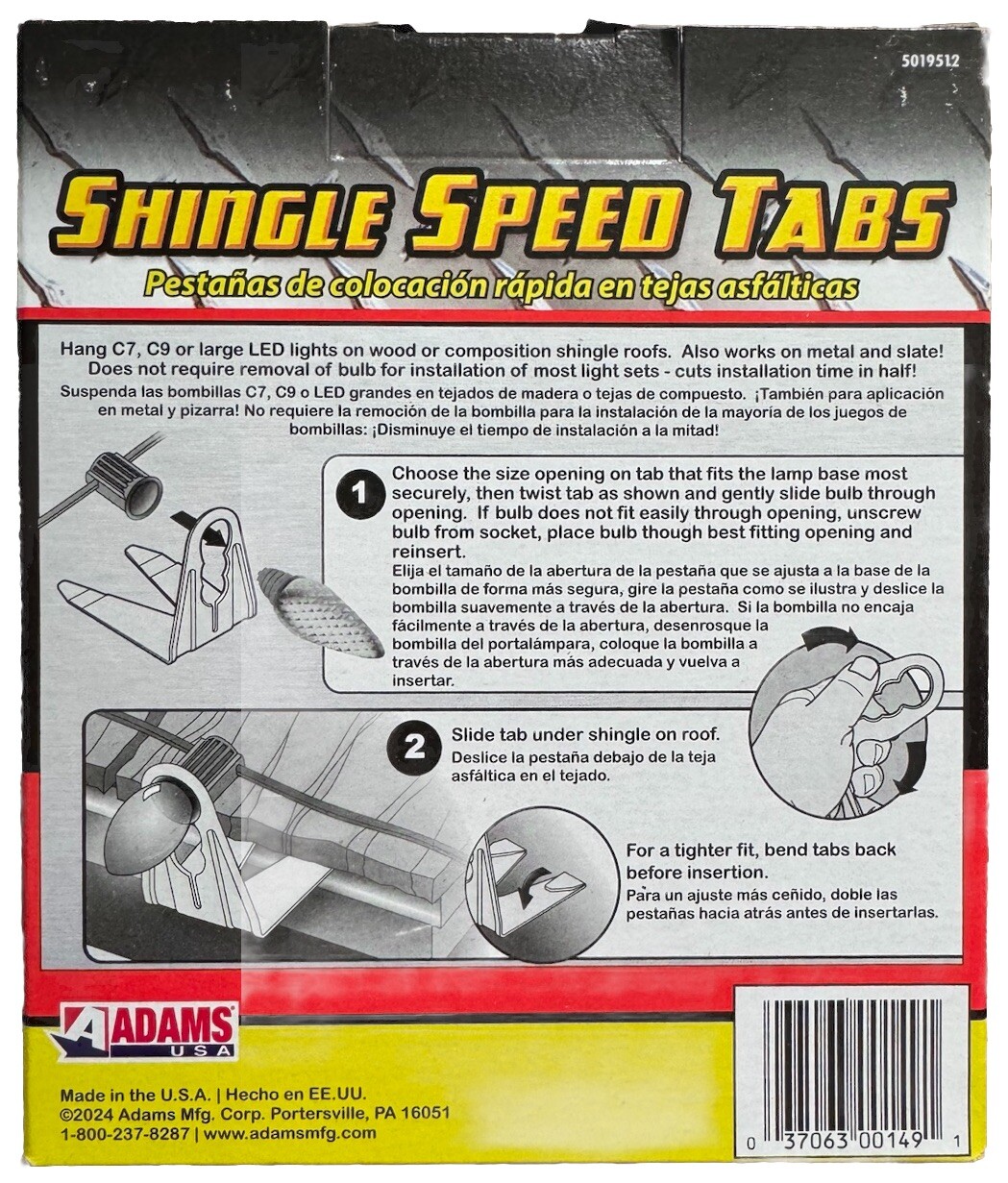 Shingle Speed Tabs 50 Count Commercial Grade Christmas Hardware LED Incandescent gallery