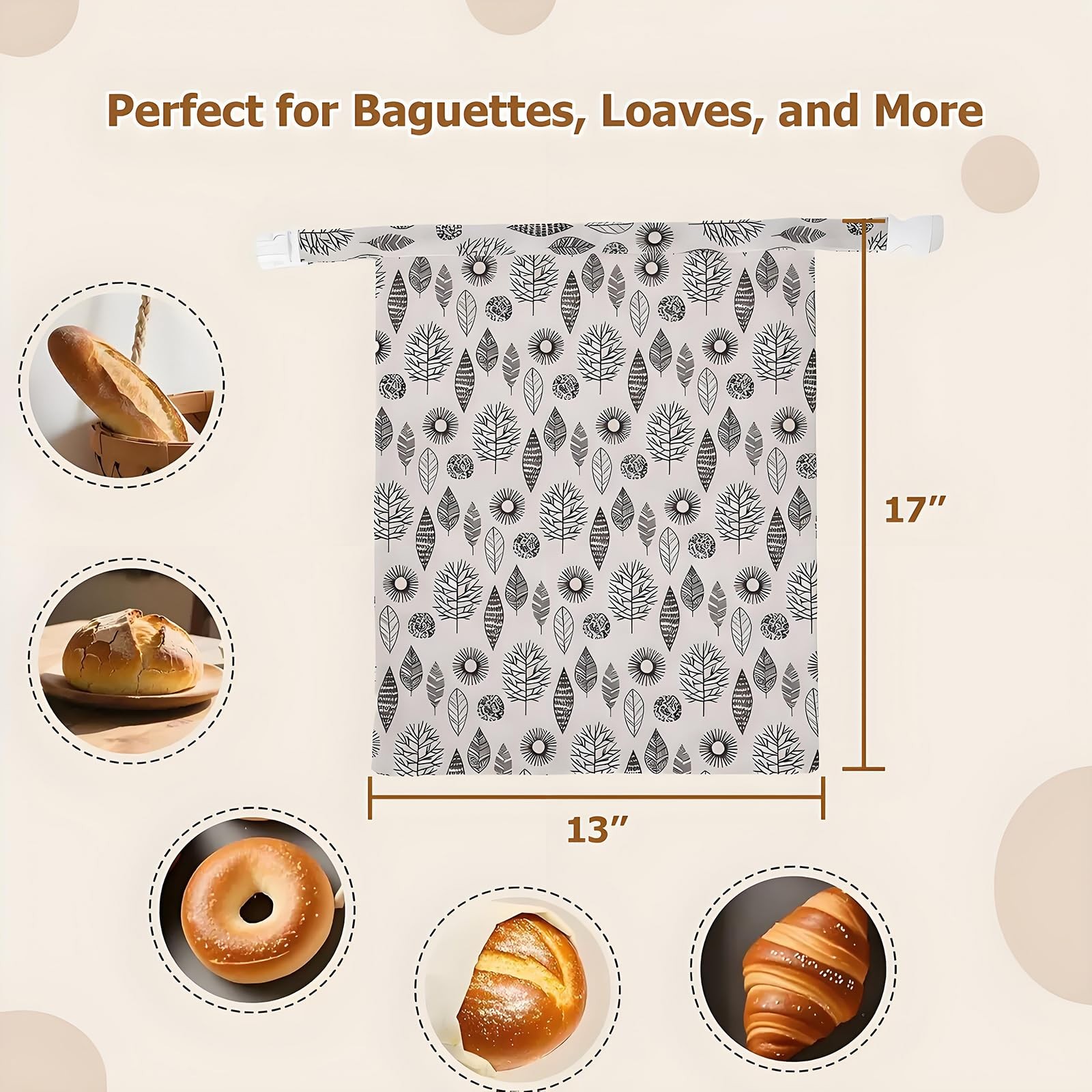 2Pcs Reusable Beeswax Bread Bags for Homemade Bread - Beeswax Lined Linen Bre... gallery