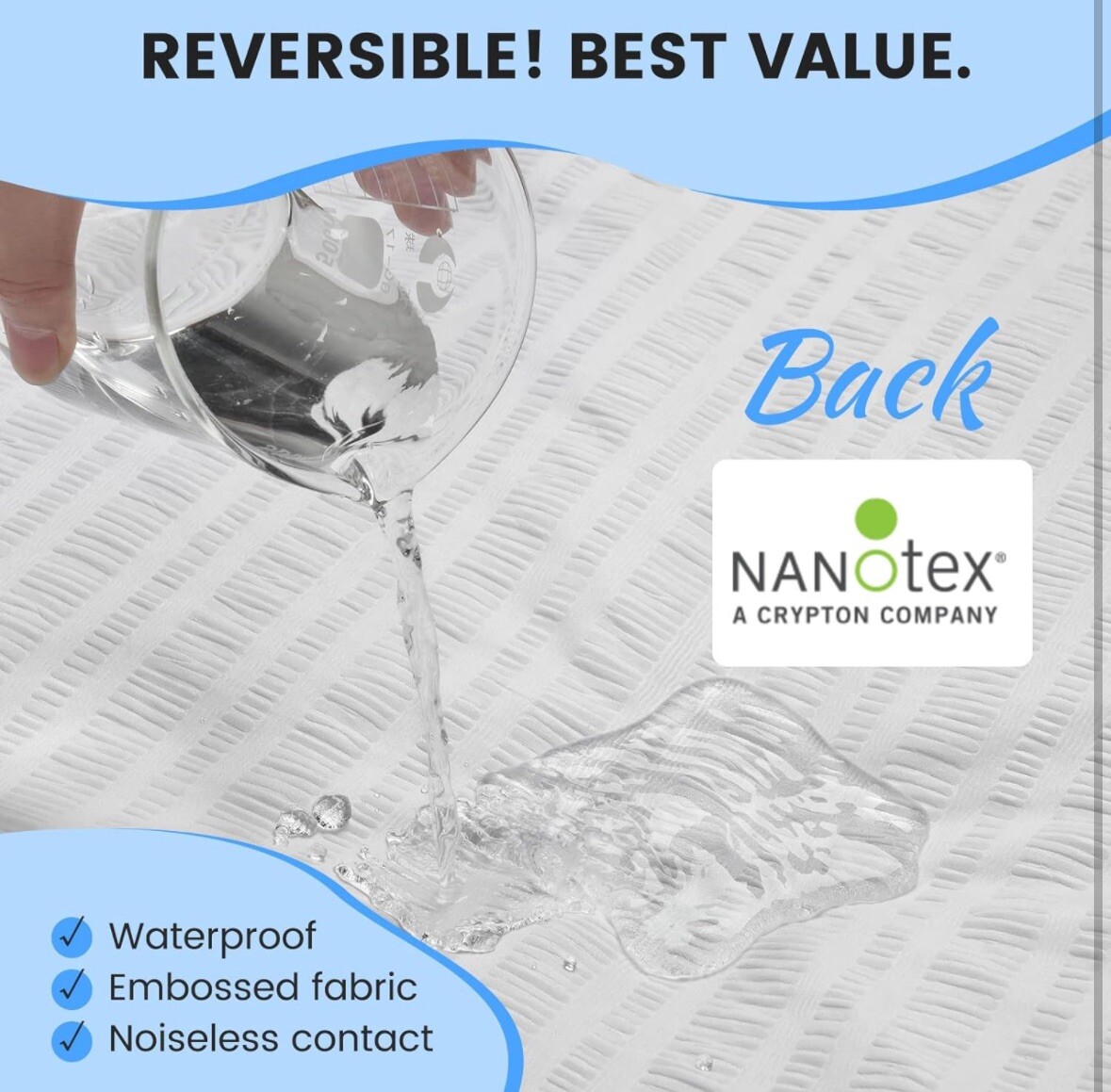 Reversible Queen Sized Mattress Pad Topper-Memory Foam, 60”x80”-QuietSea gallery
