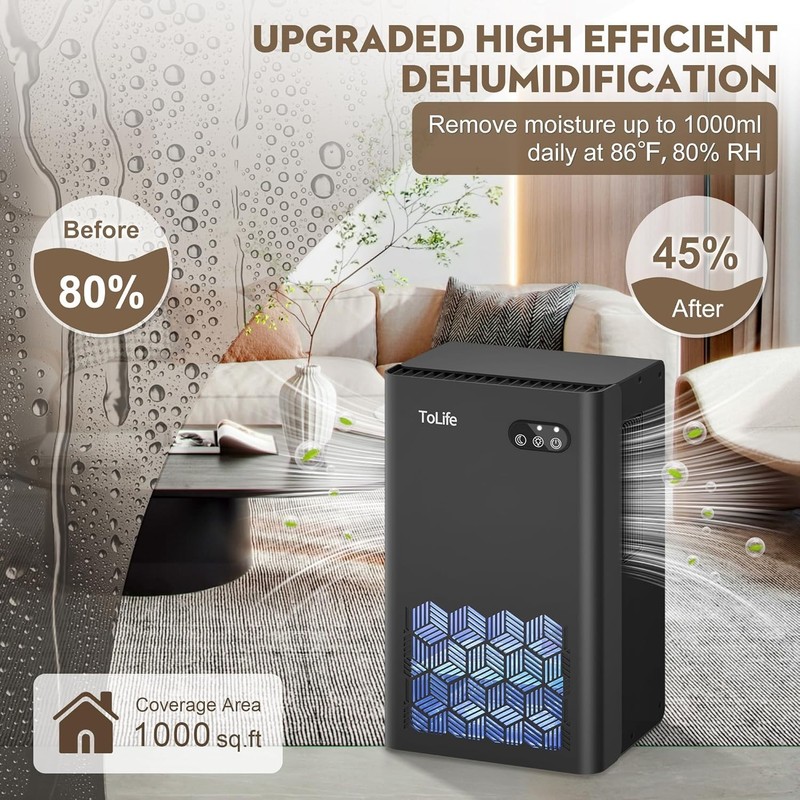 Energy-Efficient Dehumidifier for Bedroom & Bathroom - 1000 sq.ft Coverage gallery