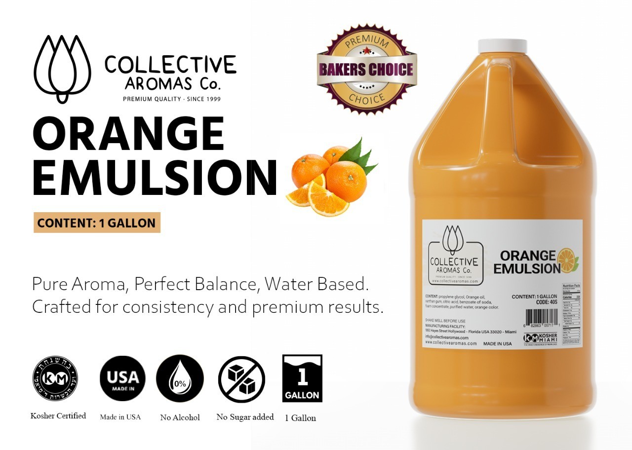 Orange Emulsion 1 Gallon | Water-Based Butter Flavoring | Kosher Miami Certified gallery