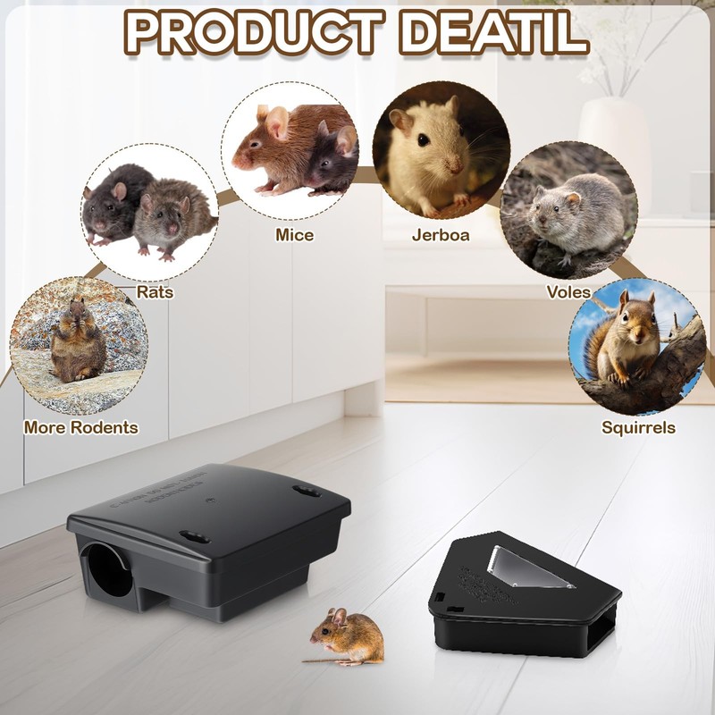 8 Pack Key Required Rat Station Box with Visible Window 6 Triangular & 2 Rect... gallery