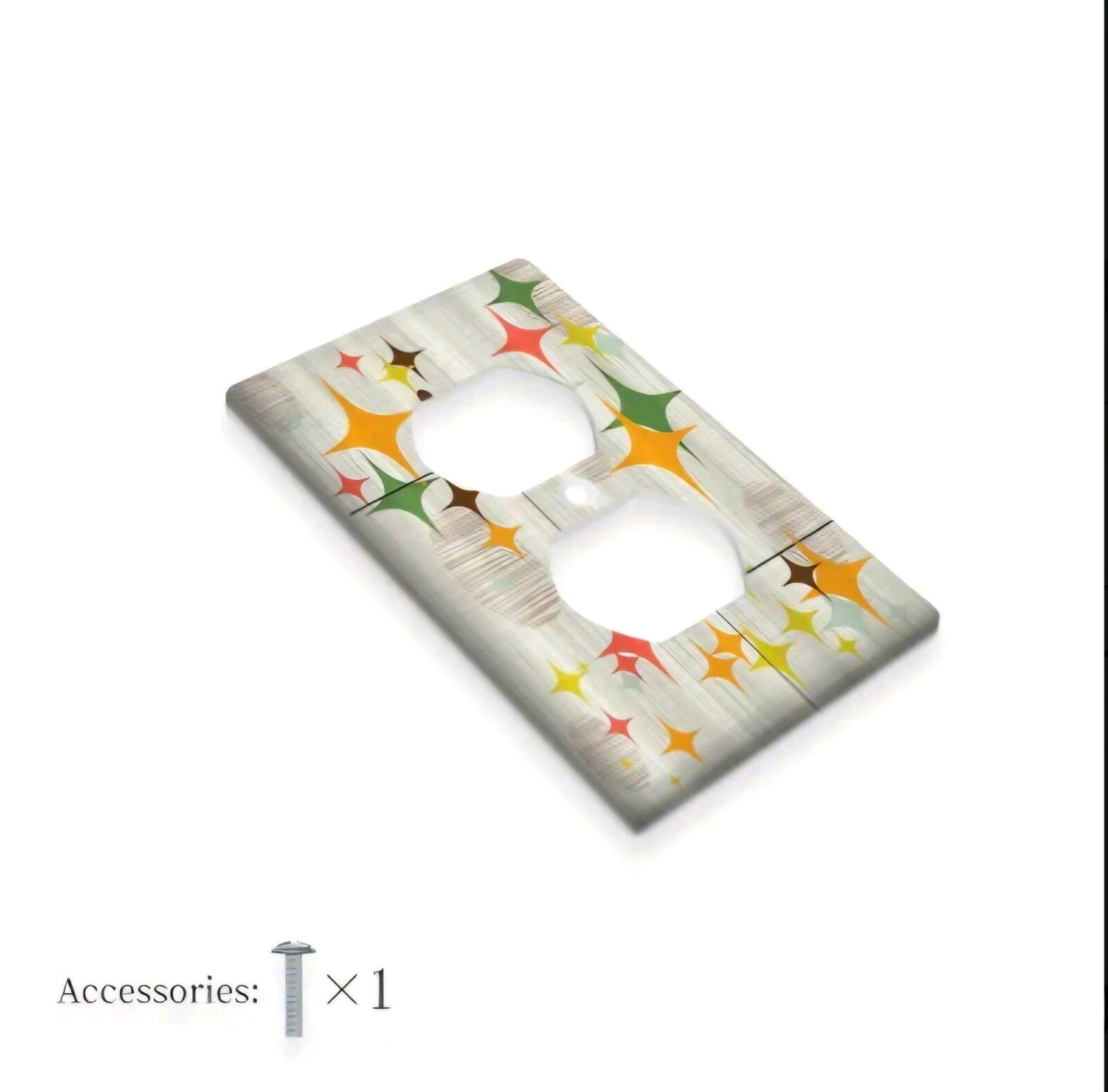 Wall Plate Double Outlet Cover MCM Pattern Design MID CENTURY MODERN With Screw gallery