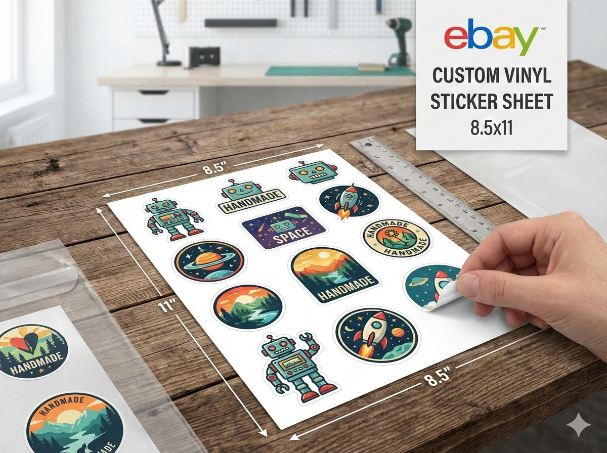 Custom Vinyl Sticker Sheet 8.5 x 11" Logo Decals Matte Glossy Professional Print gallery