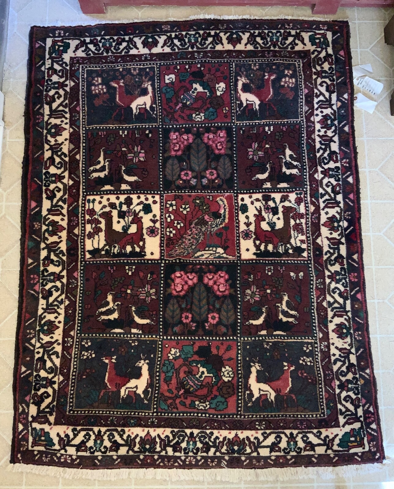 Bakhtiari Panel Garden Design Oriental Rug / 3.10 x 5' Hand Knotted Wool gallery