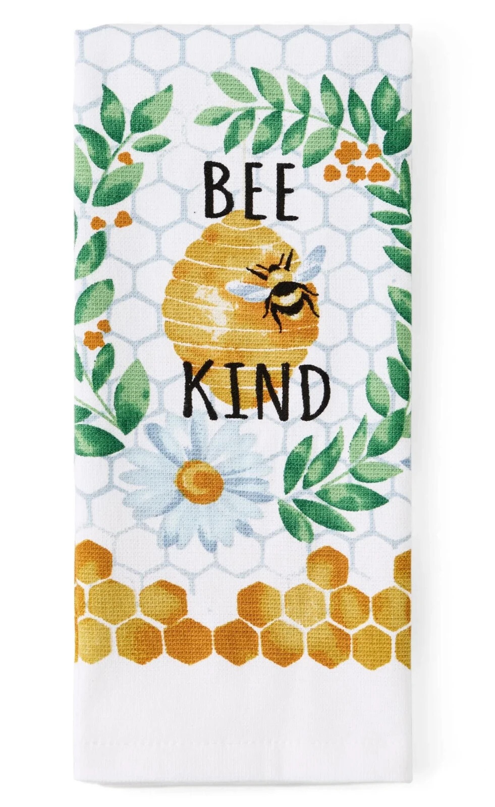 Bee Kind Kitchen Towel Multicolored 15 x 25-in Floral Honeycomb 2pc Gift NEW gallery