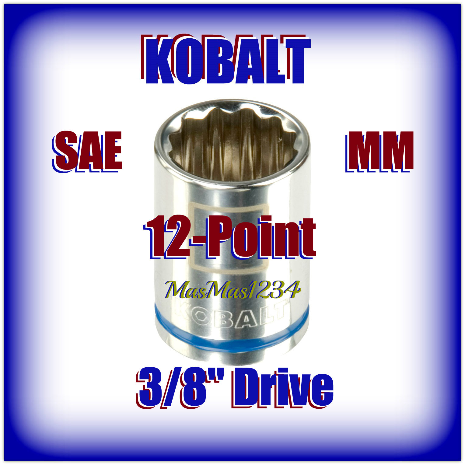 KOBALT 3/8" Drive Shallow Socket - SAE Inch Metric MM 12 Point - Any Size NEW gallery