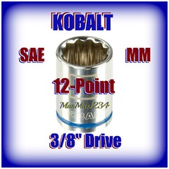 KOBALT 3/8″ Drive Shallow Socket – SAE Inch Metric MM 12 Point – Any Size NEW