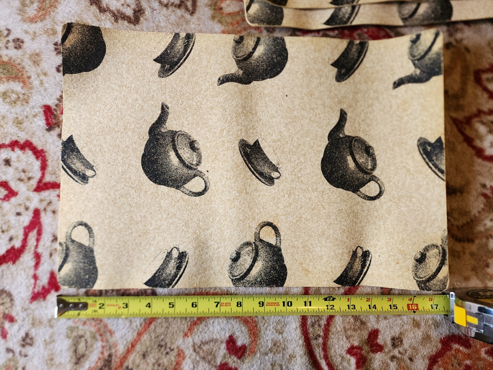 Lot of 5 - Fun Functional Recycled Rubber Table Placemats - Teapot Teacups 17x11 gallery
