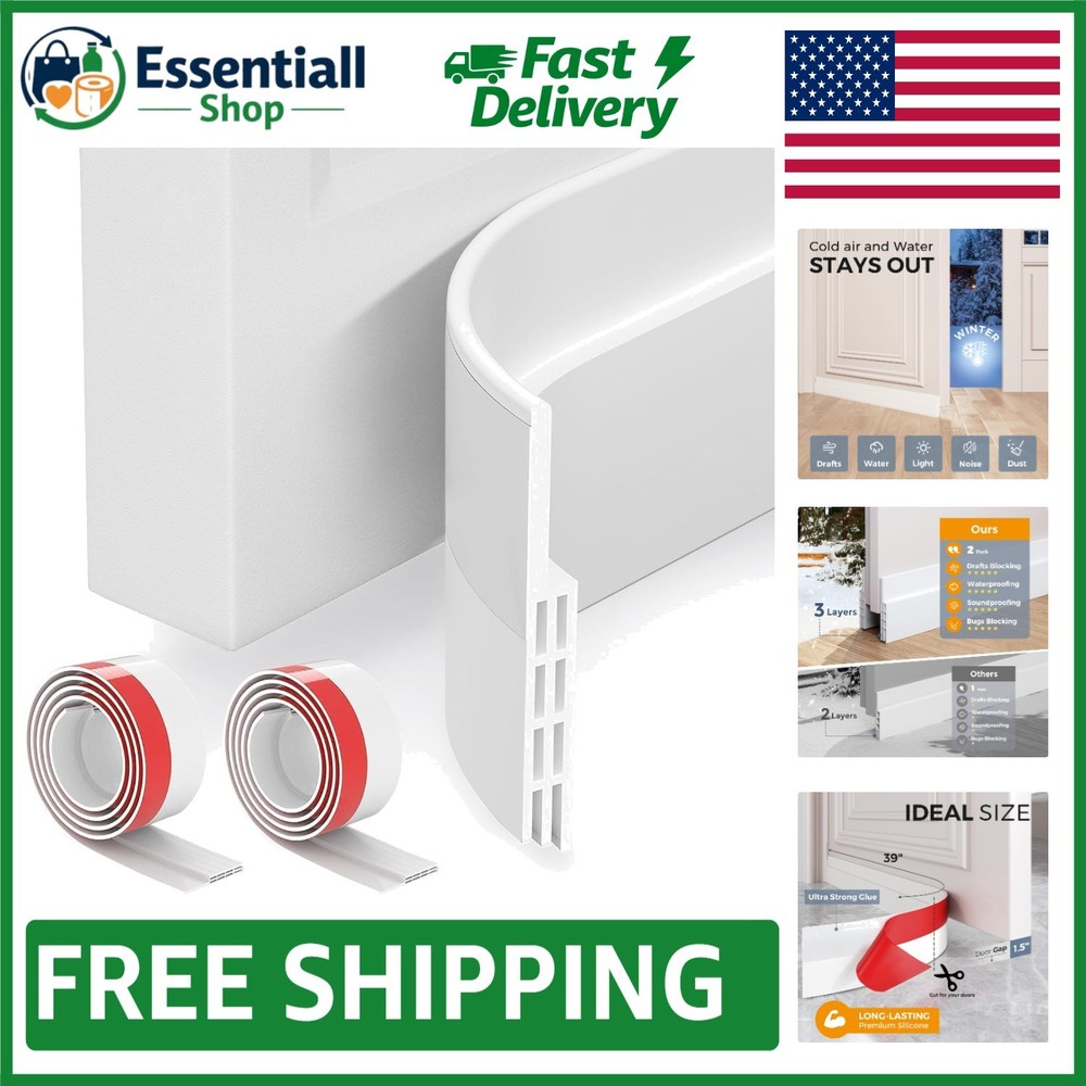 2-Pack Energy Saving Door Draft Stopper - Silicone Insulation