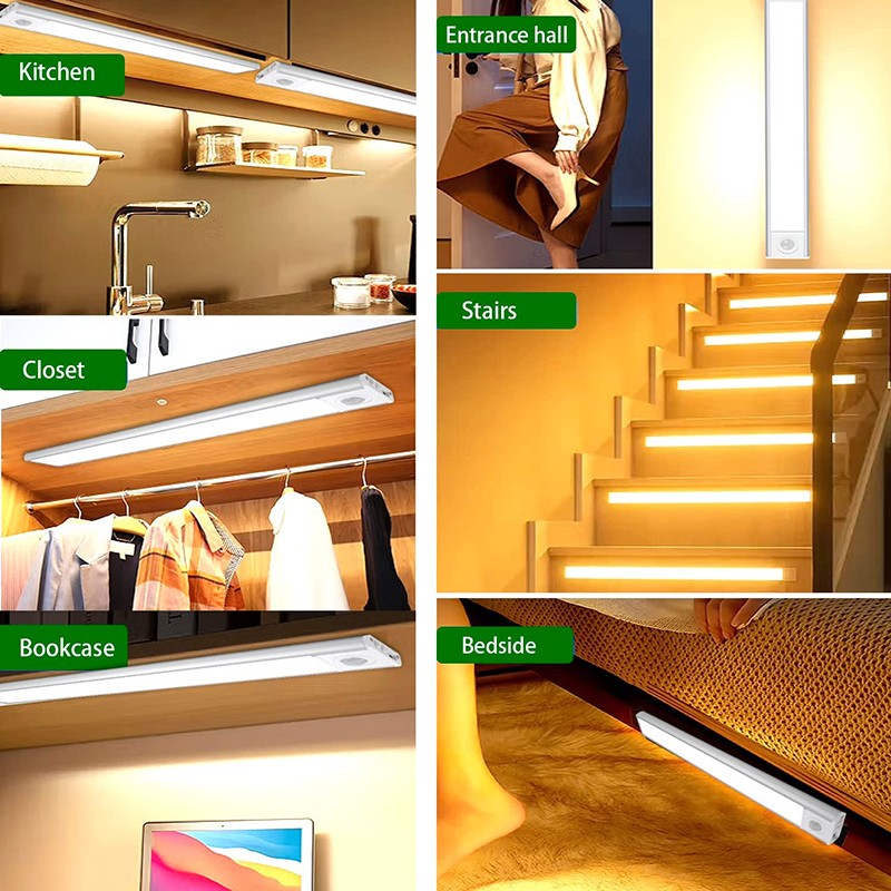 LED Motion Sensor Cabinet Closet Light Under USB Rechargeable Kitchen Strip Lamp gallery