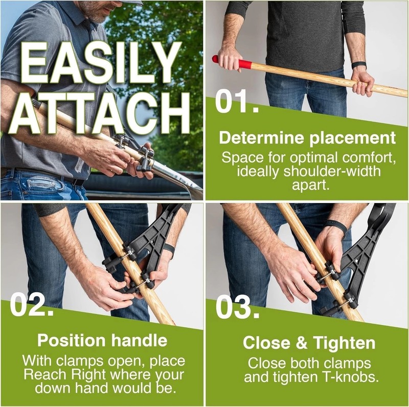 Universal Tool Handle Attachment 2-Pack: Back Saving, Ergonomic, Telescopic, USA gallery