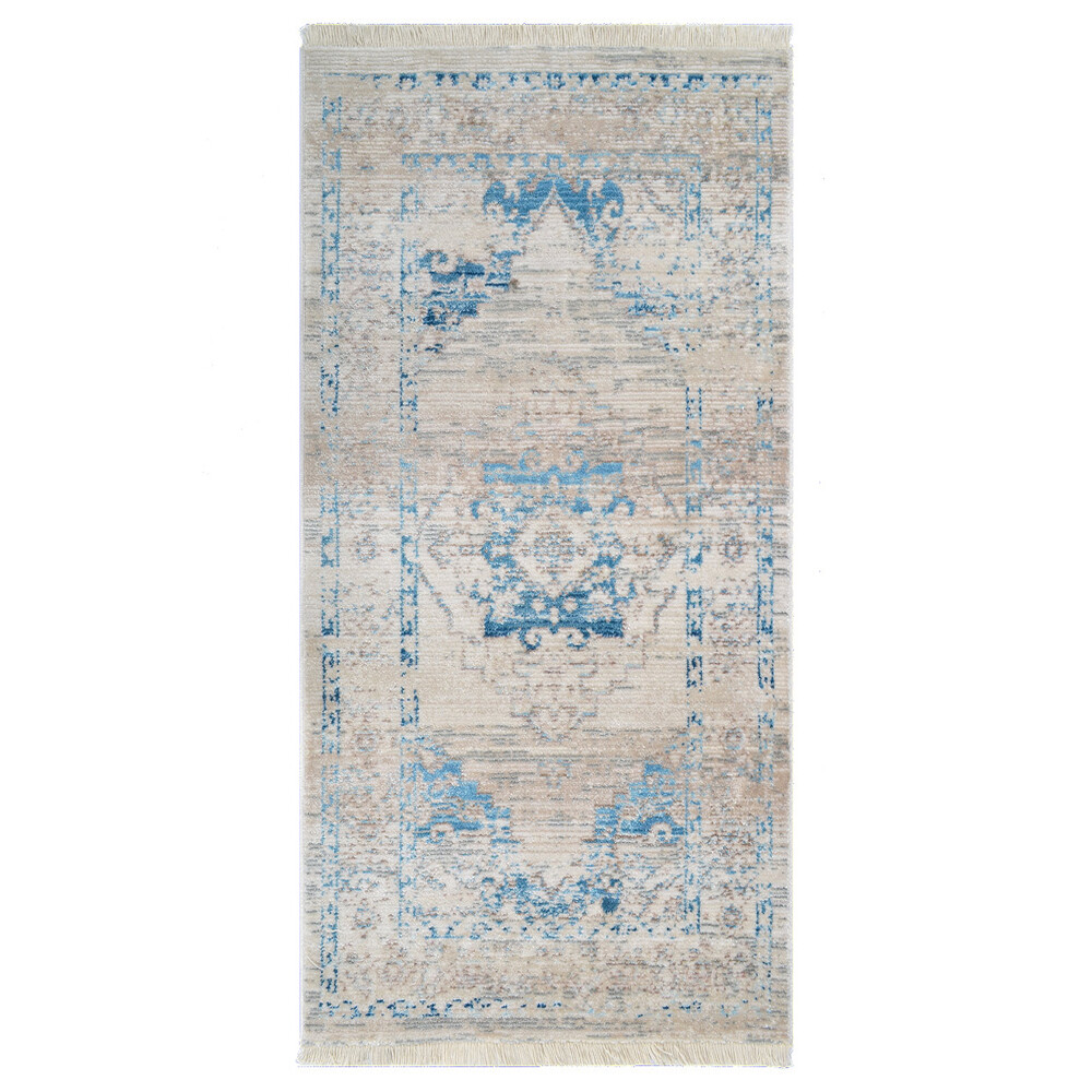 Machine Woven Crossweave Polyester 2'6''x9'10'' Runner Area Rug Oriental Ivory