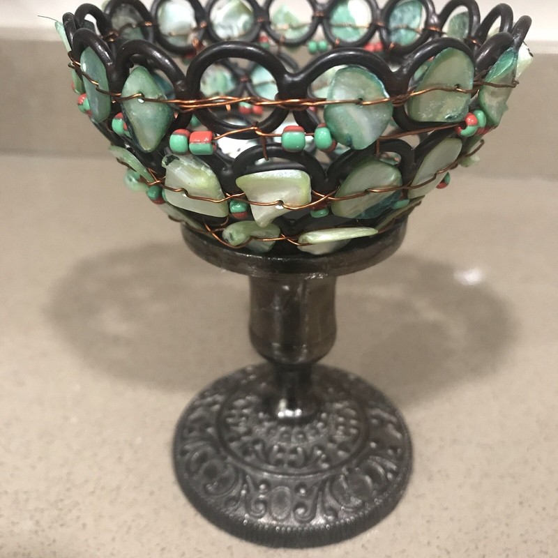 Cute Abalone Shell And Metal Decorative Pedestal Cup Figurine gallery