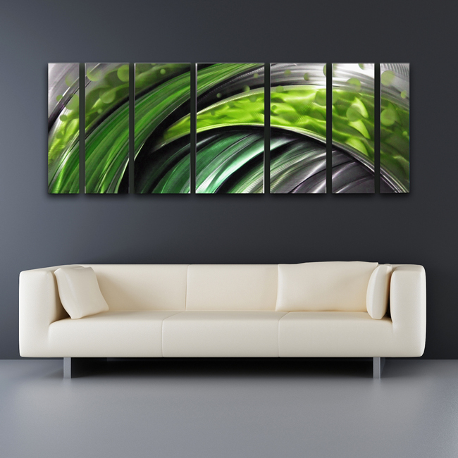 Modern Contemporary Abstract Metal Wall Art Sculpture Green Painting Large Decor gallery