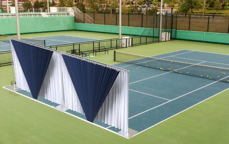 DOUBLE CROSSBAR ADJUSTABLE QUICK BACKDROP KIT 10 FT x 10 - 20 FT WITHOUT DRAPE gallery