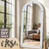 Arched Solid Wood Full Length Mirror 76"x34" - Rustic White Floor & Wall Mount gallery